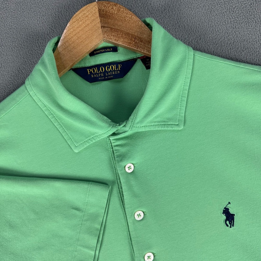 Ralph Lauren Polo Golf Shirt Mens Medium Green Stretch Lisle Golf Pony Logo